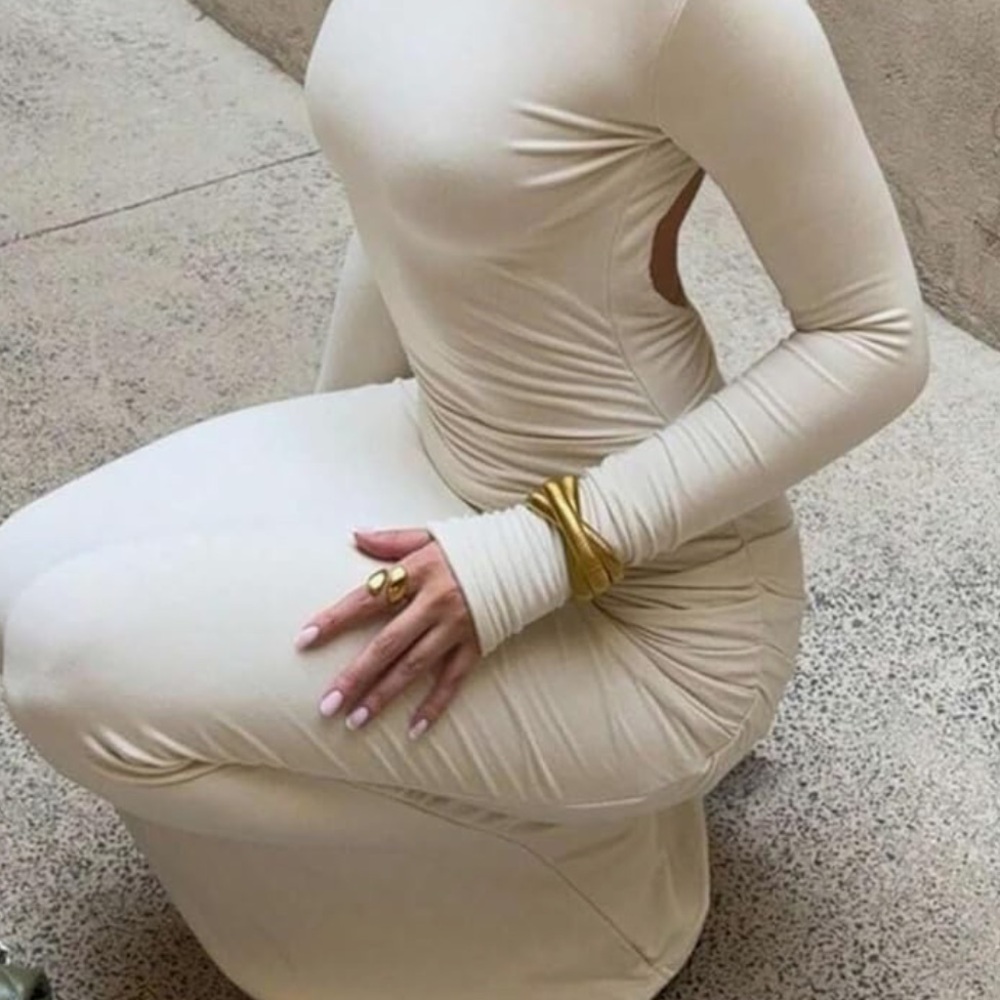 Amazon Cream Long Sleeve Dress